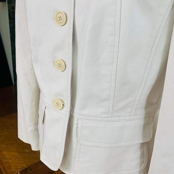 NEW Calvin Klein Size 12 Women's Cotton Blend Blazer jacket Beige Career - Picture 3 of 13